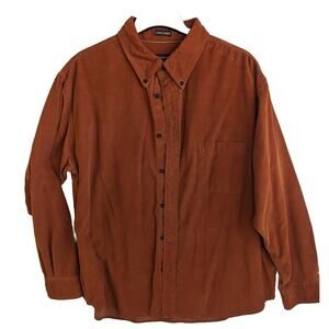 L St Johns Corduroy Shirt Button Down Long Sleeve Rust Burnt Orange Texas UT